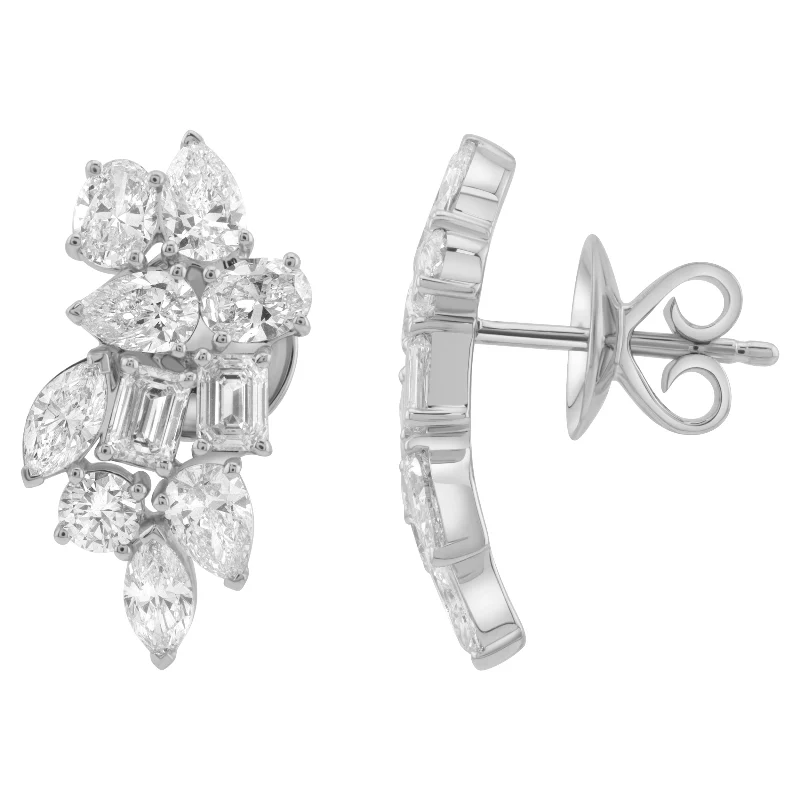 Multi Shape Diamond Cluster Drop Earrings – 14K Gold | VS Clarity Lab Grown Diamonds - Image 3