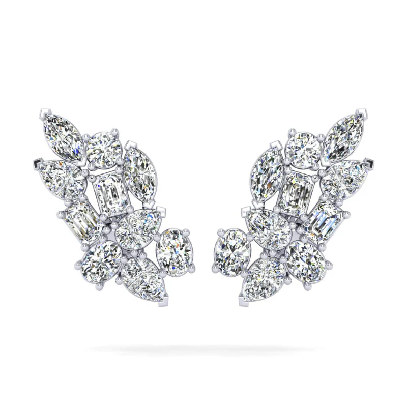Multi Shape Diamond Cluster Drop Earrings – 14K Gold | VS Clarity Lab Grown Diamonds - Image 4