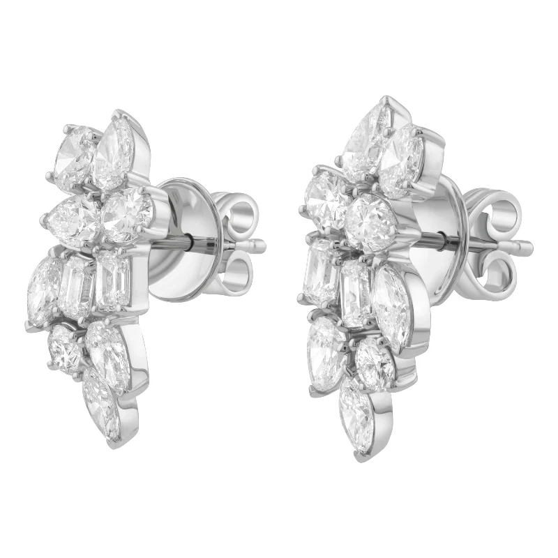 Multi Shape Diamond Cluster Drop Earrings – 14K Gold | VS Clarity Lab Grown Diamonds - Image 5