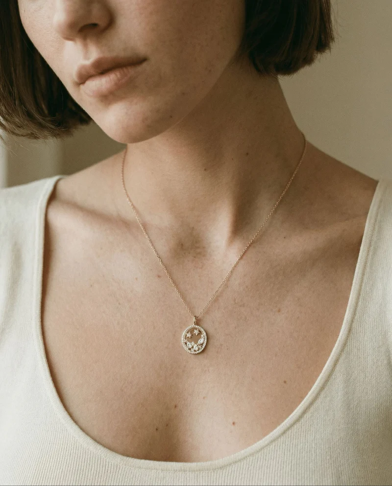 Multi Shape Diamond Constellation Pendant - 14K Gold | VS Clarity Lab Grown Diamonds - Image 2