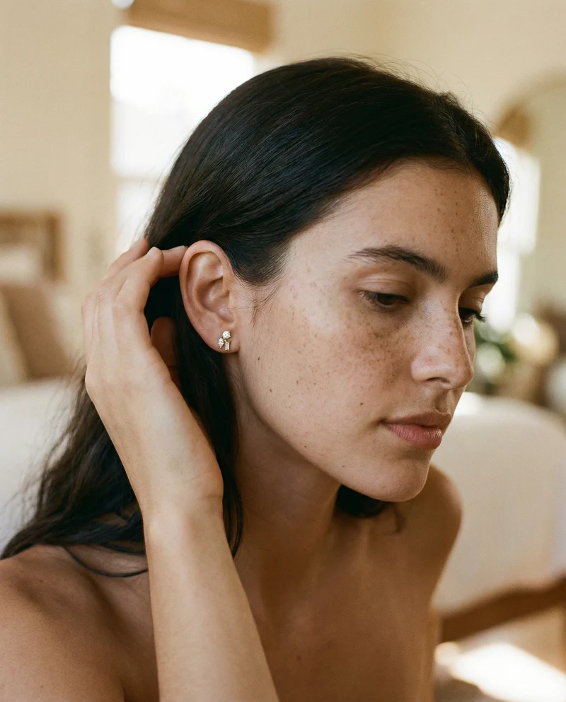 Confetti Diamond Multi Shape Stud Earrings - 14K Gold | VS Clarity Lab Grown Diamonds