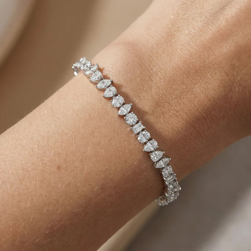 Multi Shape Tennis Bracelet - Sterling Silver | VS Clarity Lab Diamonds - Image 3