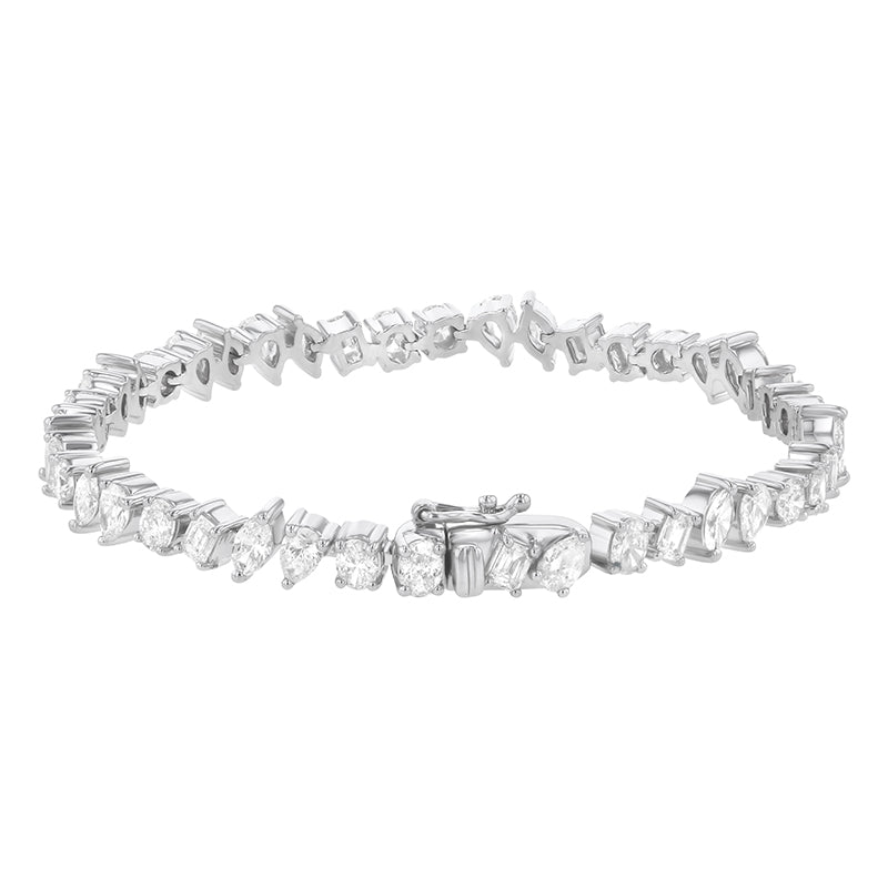 Multi Shape Diamonds Tennis Bracelet - 18K Gold | VS Clarity Natural Diamonds - Image 4