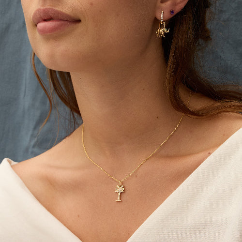 Noémie Palm Tree Diamond Necklace - 18K Gold | VS Clarity Natural Diamonds - Image 4