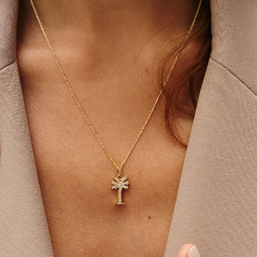 Noémie Palm Tree Diamond Necklace - 18K Gold | VS Clarity Natural Diamonds - Image 5