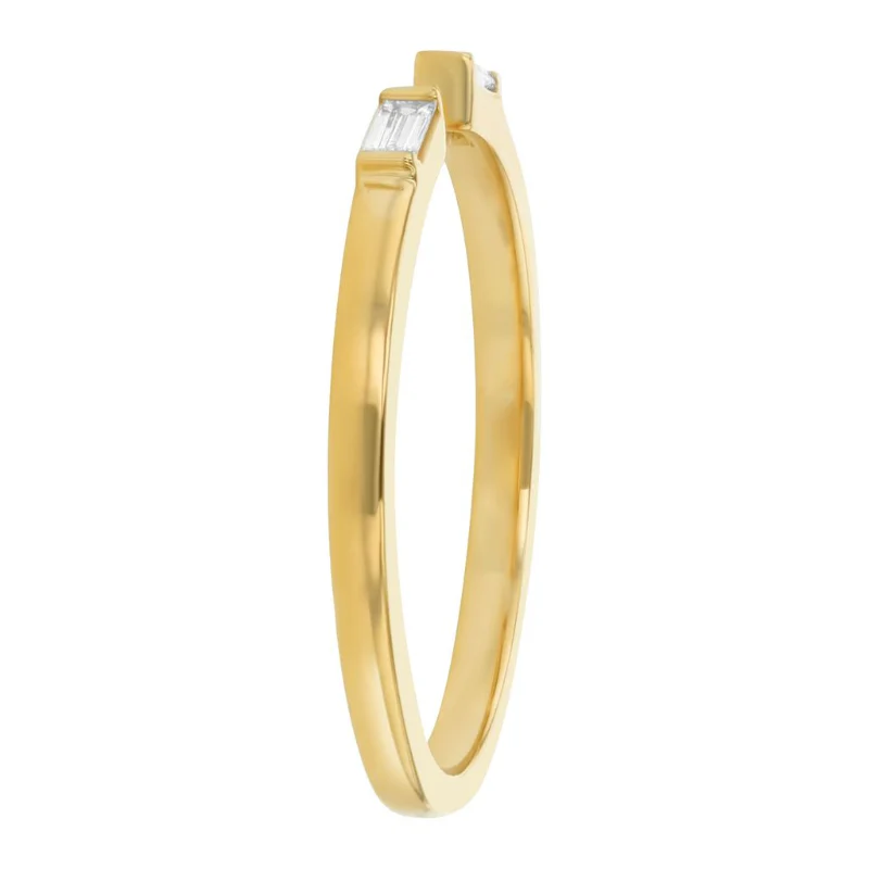 Open Band Baguette Bar Diamond Ring - 18K Gold | VS Clarity Natural Diamonds - Image 3