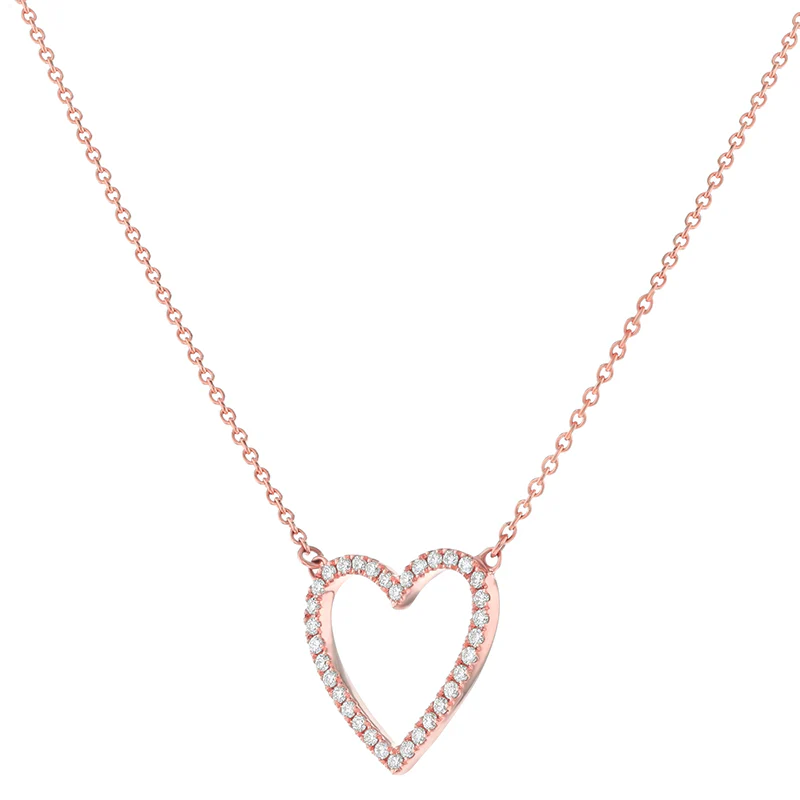 Diamond Open Heart Necklace - 18K Gold | VS Clarity Natural Diamonds - Image 4