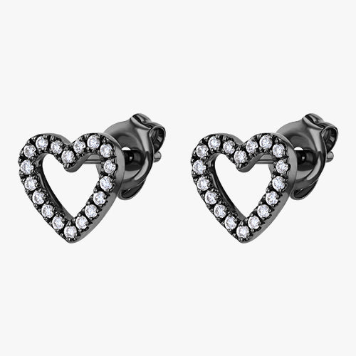 Diamond Open Heart Stud Earrings - 18K Gold | VS Clarity - Image 5