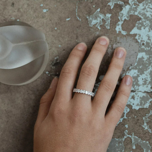 Oval Cut Diamond Eternity Band Ring - 18K Gold | VS Clarity Natural Diamonds - Image 6