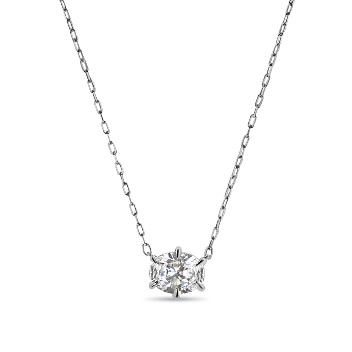 Oval Cut Diamond Solitaire Pendant - 18K Gold - Image 3