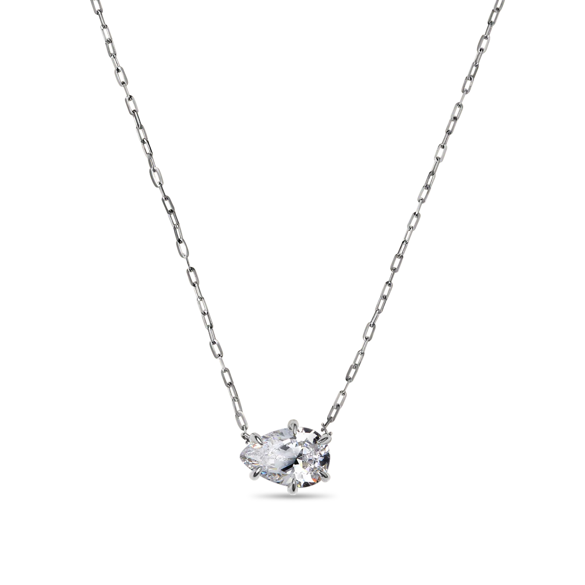Pear Cut Diamond Solitaire Pendant - 18K Gold - Image 3