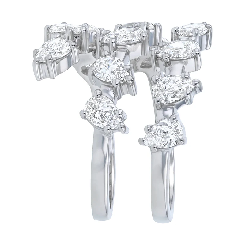 Pear Shaped Diamond Spiral Ring - Sterling Silver | VS Clarity Lab Diamonds - Image 5