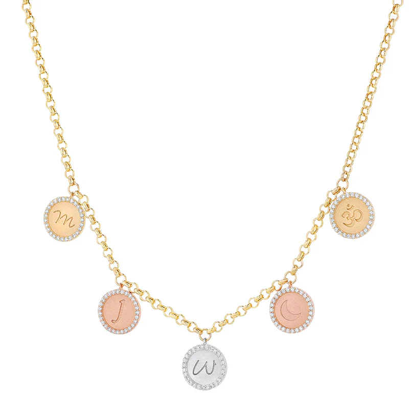 Personalized Diamond Medallion Necklace - 18K Gold | VS Clarity Natural Diamonds - Image 3