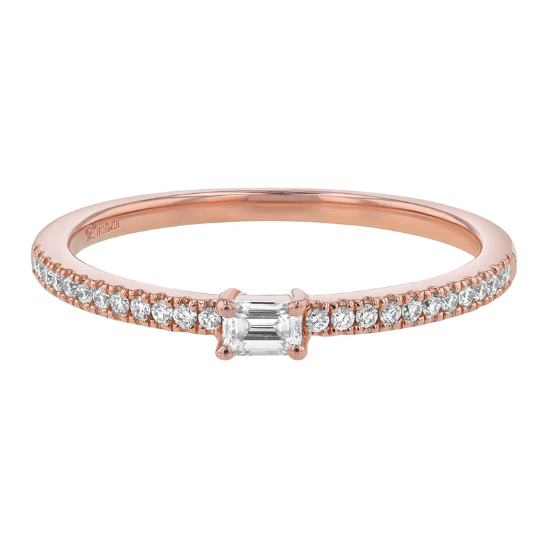 Petite Emerald Cut Diamond Ring - 18K Gold | VS Clarity Natural Diamonds - Image 2