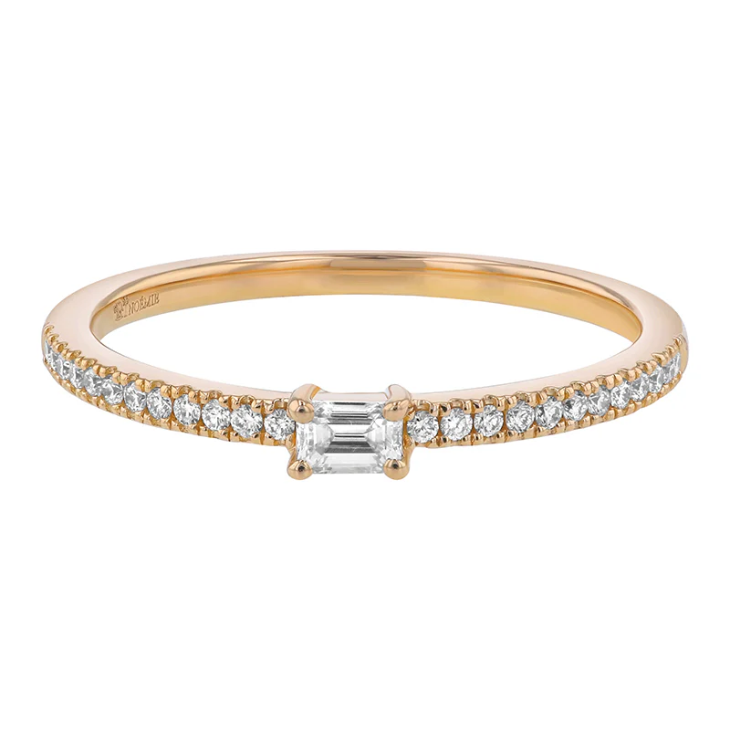 Petite Emerald Cut Diamond Ring - 18K Gold | VS Clarity Natural Diamonds - Image 4