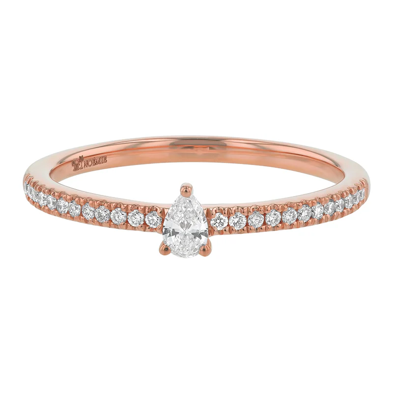 Petite Pear Cut Diamond Ring - 18K Gold | VS Clarity Natural Diamonds - Image 2