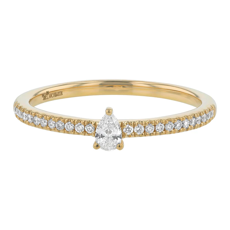 Petite Pear Cut Diamond Ring - 18K Gold | VS Clarity Natural Diamonds - Image 4