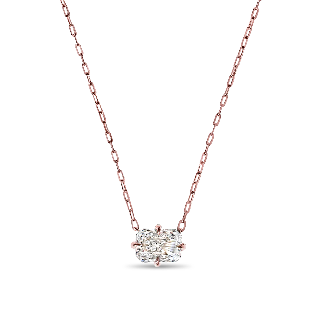 Radiant Cut Diamond Solitaire Pendant - 18K Gold - Image 3