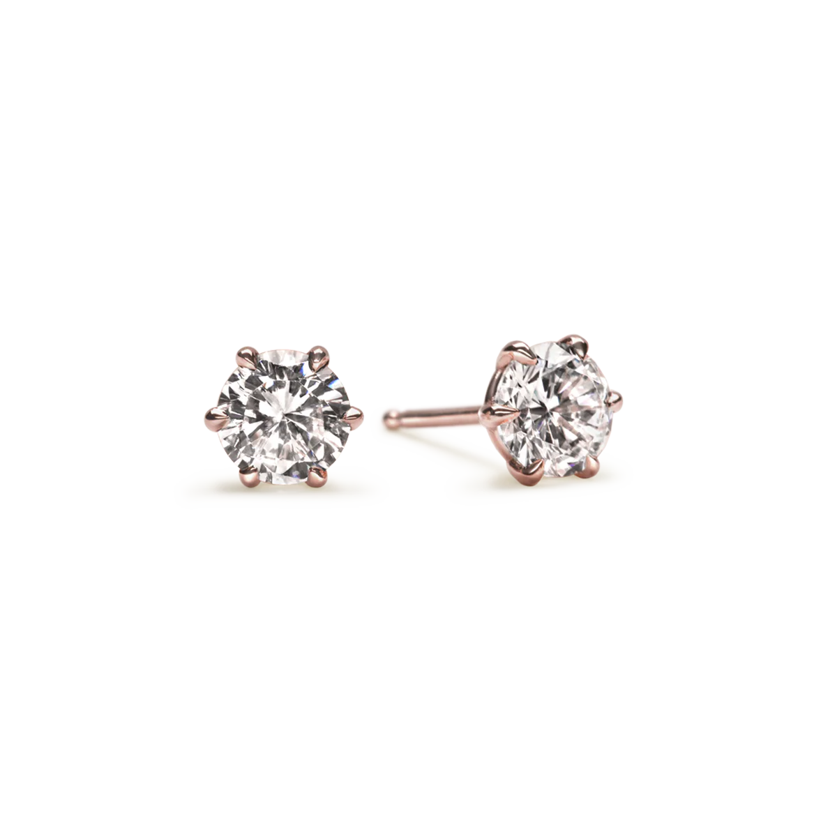 Round 6 Prong Diamond Stud - 18K Gold - Image 3