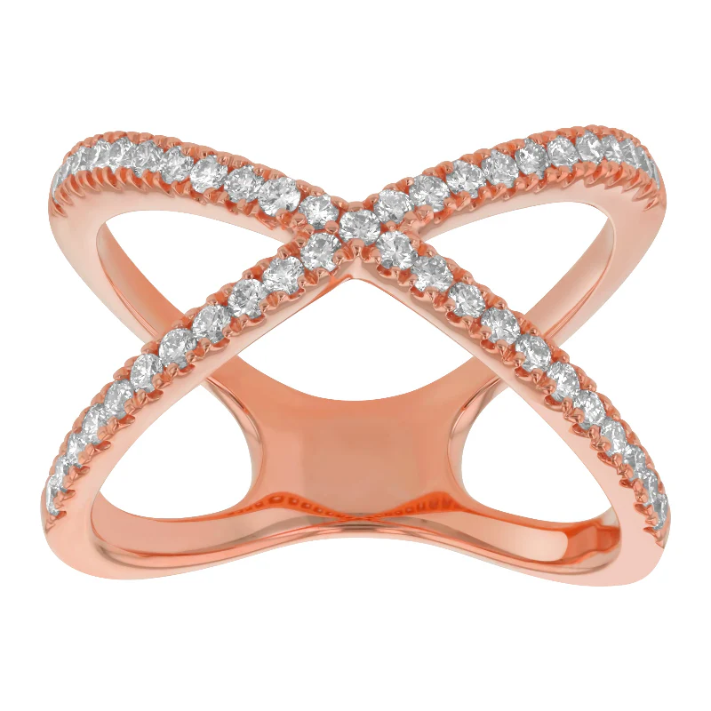 Round Diamonds Criss Cross Ring - 14K Gold | VS Clarity Lab Grown Diamonds - Image 11