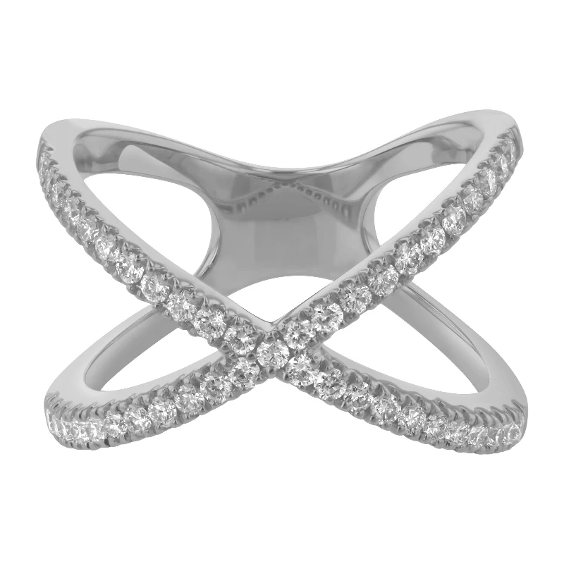 Round Diamonds Criss Cross Ring - 14K Gold | VS Clarity Lab Grown Diamonds - Image 3