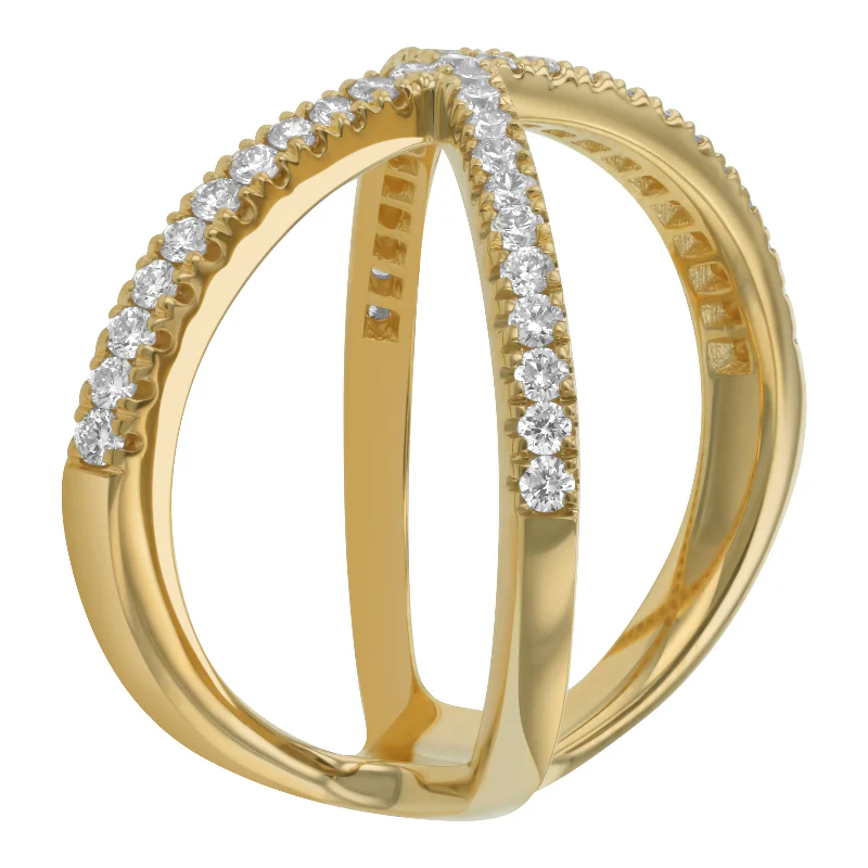 Round Diamonds Criss Cross Ring - 14K Gold | VS Clarity Lab Grown Diamonds - Image 5
