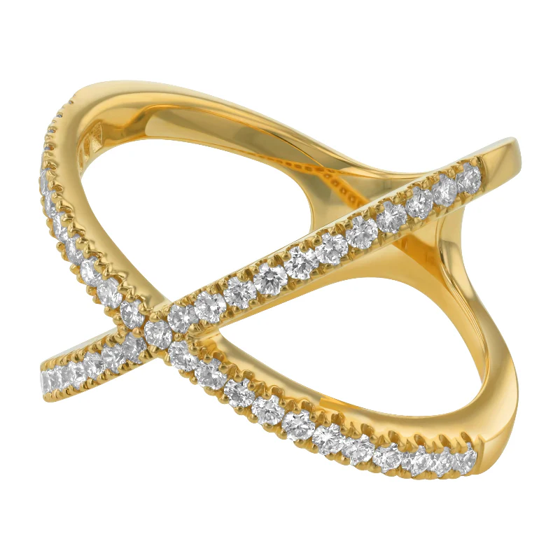 Round Diamonds Criss Cross Ring - 14K Gold | VS Clarity Lab Grown Diamonds - Image 6