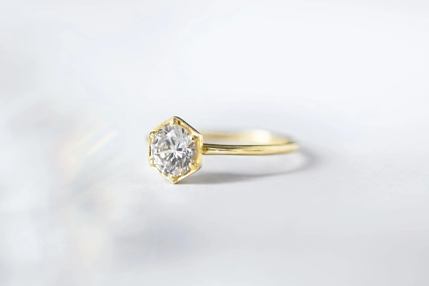 Selene Moonlight Round Diamond Engagement Ring - 18K Gold - Image 17
