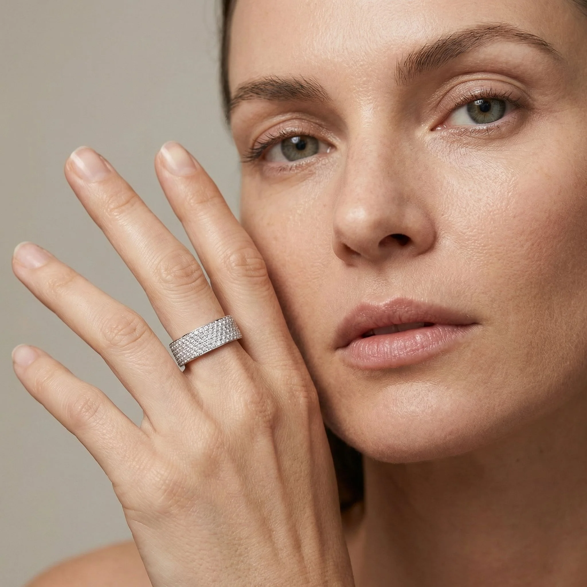 5-Row White Diamond Band - Sterling Silver | VS Clarity Lab Diamonds - Image 3