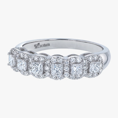 Princess Diamond Halo Half Band Ring - Sterling Silver | VS Clarity Lab Diamonds - Image 3