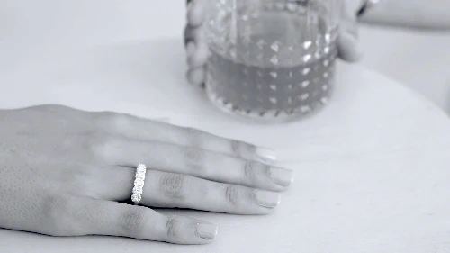 Princess Diamond Halo Half Band Ring - Sterling Silver | VS Clarity Lab Diamonds - Image 4