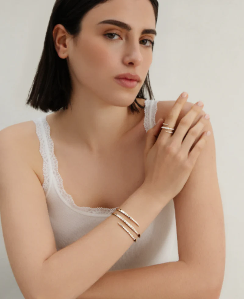 Graduated Diamond Spiral Cuff - 18K Gold | VS Clarity Natural Diamonds - Image 3