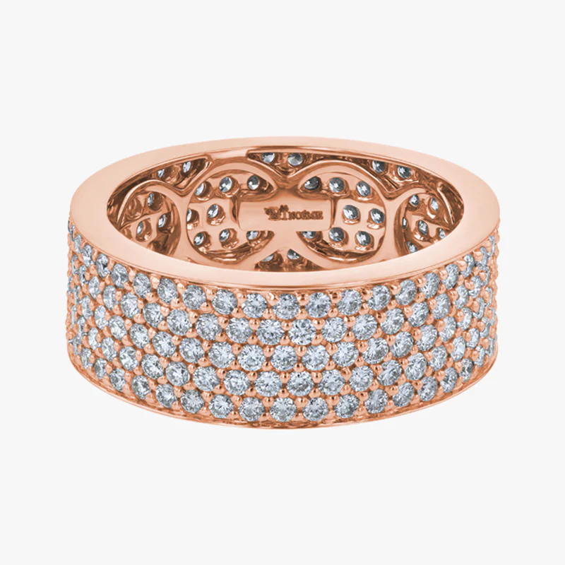 5-Row White Diamond Band - 18K Gold | VS Clarity Natural Diamonds - Image 3