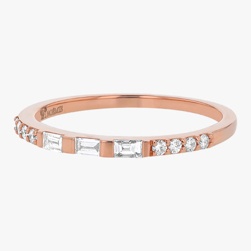 Baguette and Round Diamond Band - 18K Gold | VS Clarity Natural Diamonds - Image 3