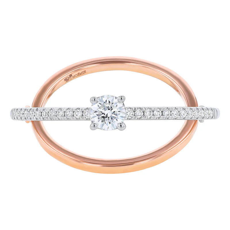 Connecting Solitaire Pavé Ring - 18K Gold - Image 3