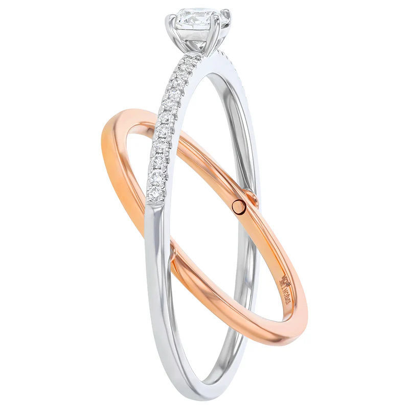 Connecting Solitaire Pavé Ring - 18K Gold - Image 4