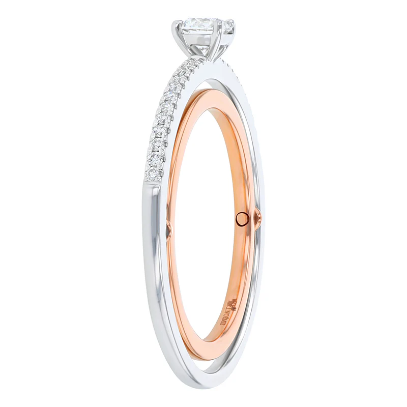 Connecting Solitaire Pavé Ring - 18K Gold - Image 5