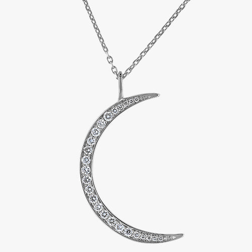 Crescent Moon Necklace - 18K Gold | VS Clarity Natural Diamonds - Image 3