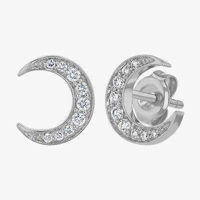 Crescent Moon Studs - 18K Gold | VS Clarity Natural Diamonds - Image 5