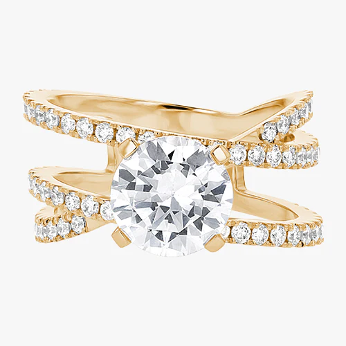 Criss Cross Engagement Ring - 18K Gold - Image 3