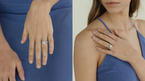 Criss Cross Engagement Ring - 18K Gold - Image 5