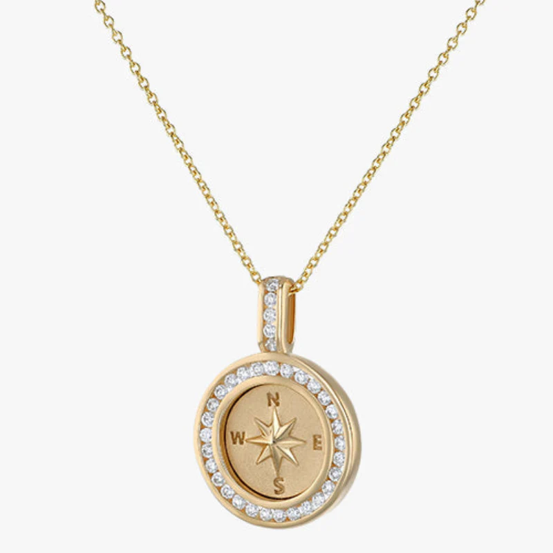 Compass Diamond Pendant Necklace - 18K Gold | VS Clarity Natural Diamonds - Image 5