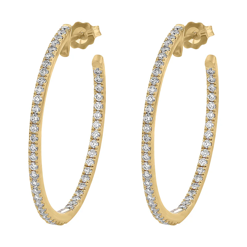 1 Carat Diamond Hoop Earrings - 18K Gold | VS Clarity Natural Diamonds - Image 3