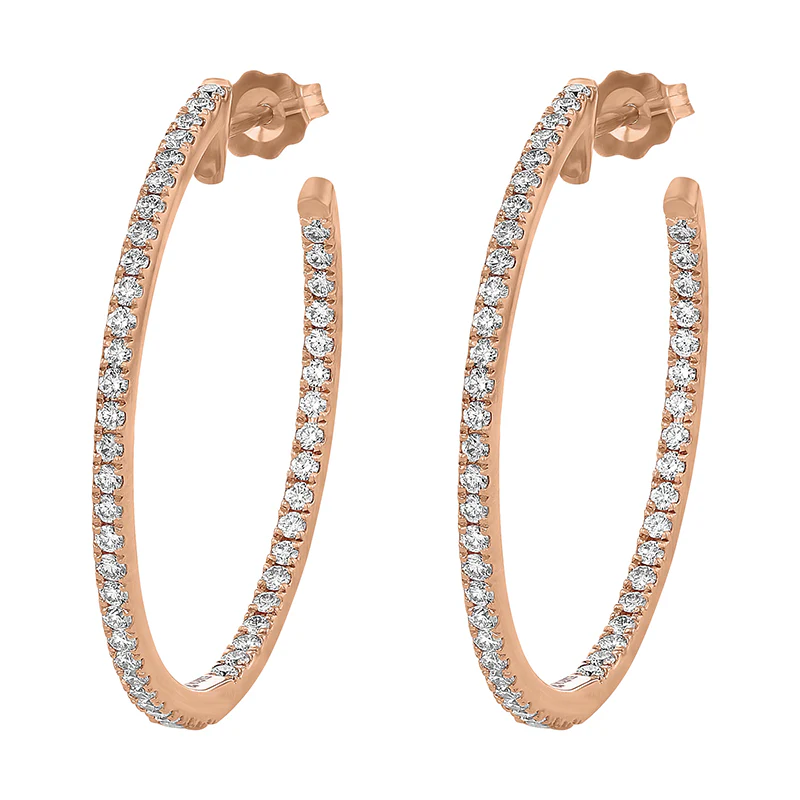 1 Carat Diamond Hoop Earrings - 18K Gold | VS Clarity Natural Diamonds - Image 4