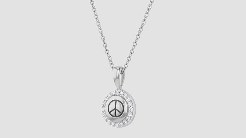 Diamond Peace Symbol Necklace - 18K Gold | VS Clarity - Image 4