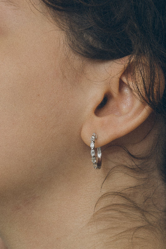 Emerald Cut Multiple Diamond Hoops - 18K Gold | VS Clarity