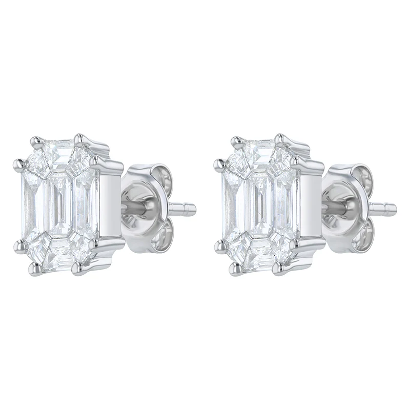 Composite Emerald Cut Studs - 18K Gold | VS Clarity Natural Diamonds - Image 4