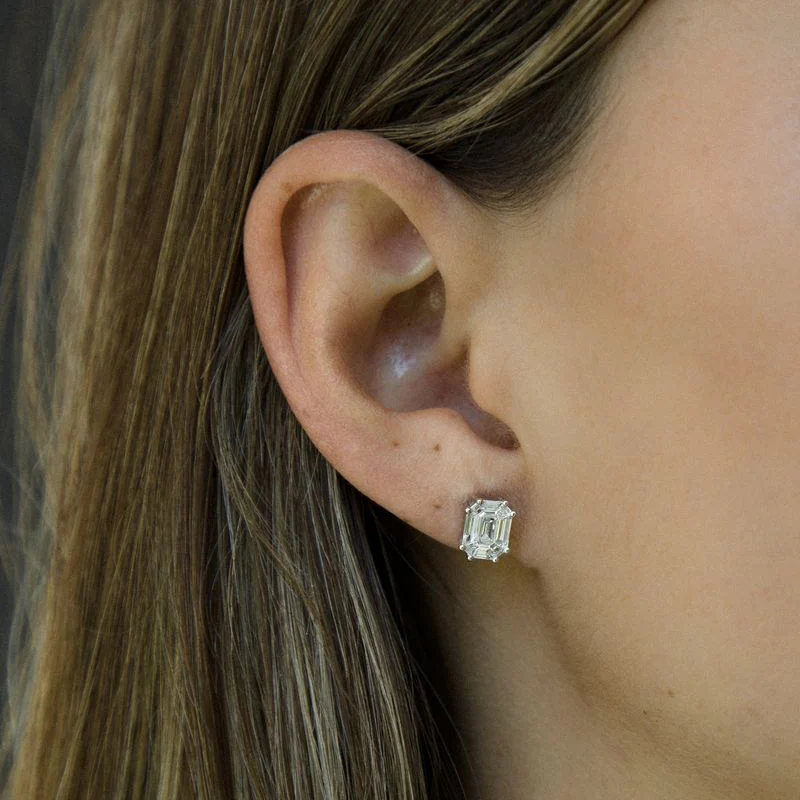 Composite Emerald Cut Studs - 18K Gold | VS Clarity Natural Diamonds - Image 5