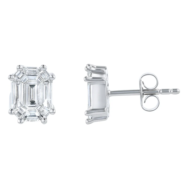 Composite Emerald Cut Studs - 18K Gold | VS Clarity Natural Diamonds - Image 6
