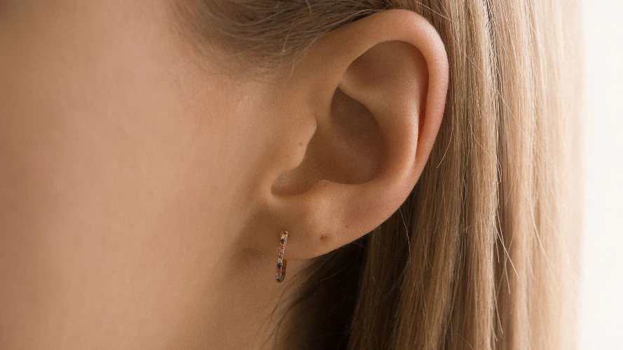 Huggie Earrings - 18K Gold | VS Clarity Natural Diamonds - Image 5
